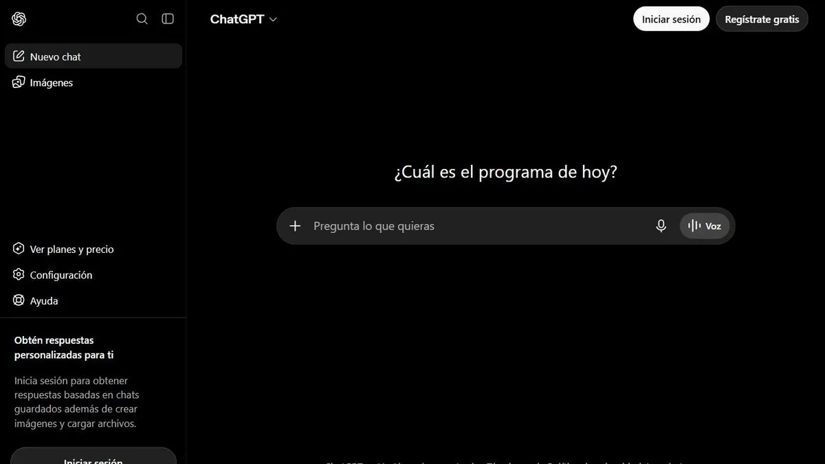 Screenshot of ChatGPT