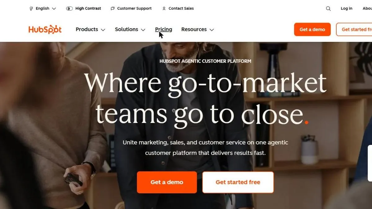 Screenshot of HubSpot